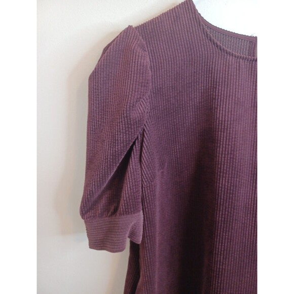 Who What Wear Babydoll Corduroy Dress Large Dark Red Maroon Pockets Puff Sleeve - Picture 3 of 9